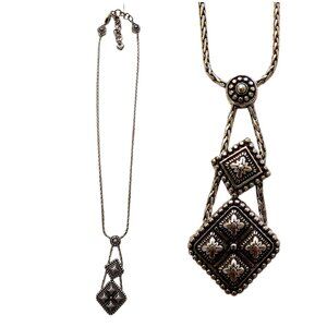 Brighton Renaissance Three Tier Dangle Geometric Necklace, 15"